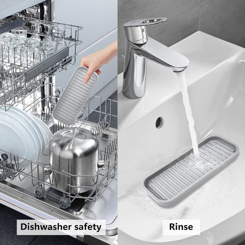 Silicone Sponge Holder 2 Pack, Dish Soap Holder for Kitchen Counter, Waterproof Sponge Soap Tray for Kitchen Sink Bathroom, Multipurpose Sink Cadd...
