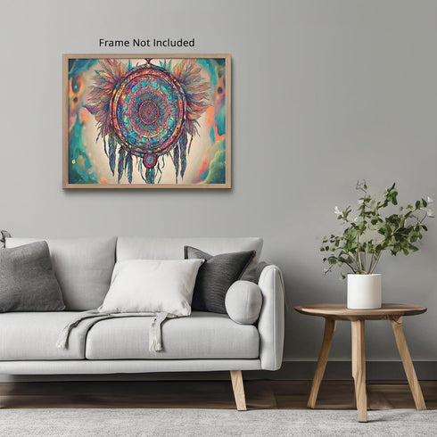 Posterizer 1 pcs- psychedelic funky hippie colorful dreamcatcher 2-Fantasy & Fiction Art-Retro Art- Living Room Bedroom Decor- unframed wall art...