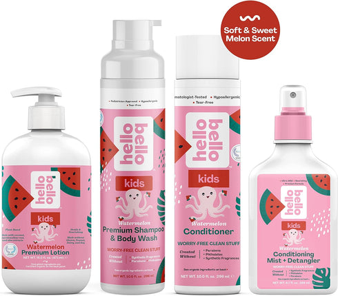 Hello Bello Watermelon Shampoo & Body Wash - Tear-Free, Hypoallergenic, Dermatologist & Pediatrician Tested, Plant Based Formula for Babies and Ki...