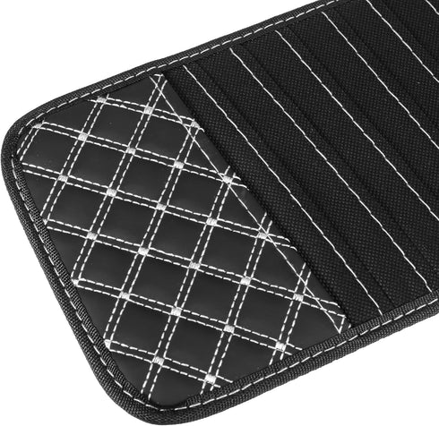X AUTOHAUX 2pcs Car CD Visor Storage Cases Vehicle Sun Visor Organizer with 10 DVD Storage Sleeves Black with White Line...