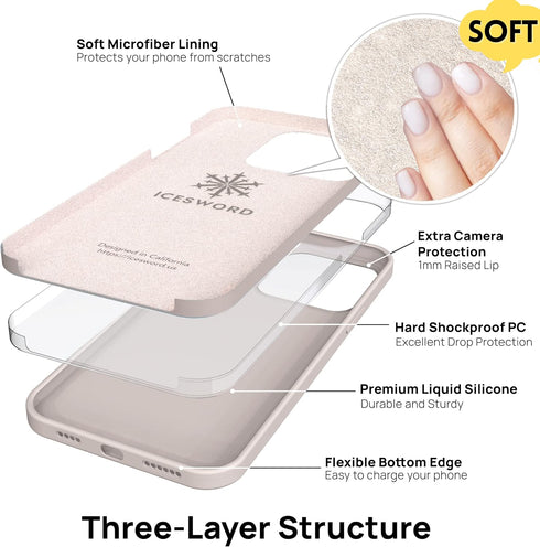 IceSword iPhone 14 Plus Case Stone (2022), Liquid Silicone Case Phone Cover Slim Protective, Soft Anti-Scratch Microfiber Lining, Light Beige Tan ...