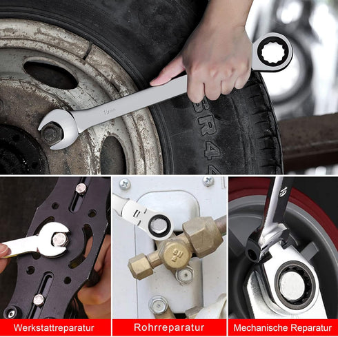 Ratchet Wrench, 19mm Combination Wrench, 180 ° Flex Head Ratcheting Wrench, Anti-rust Wrench Tool...