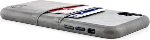 Dockem Wallet Case for iPhone XR (6.1"): Built-in Metal Plate for Magnetic Mounting & 2 Credit Card Holders (Exec M2, Synthetic Leather, Grey)...