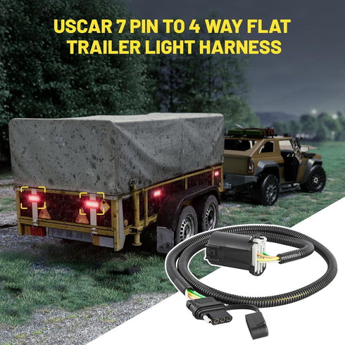 Oyviny USCAR 7-Pin to 4-Pin Trailer Wiring Harness Replacement 55515 for Ford/GM/Dodge Vehicles, 7 Way Vehicle-Side to 4 Pin Trailer Connector 36"...