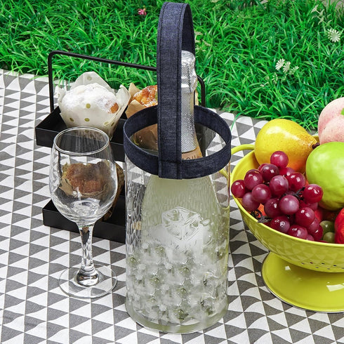 SHIDOW Ice Bag Collapsible wine Cooler Bag, Ice wine Bag Collapsible Clear wine Cooler Bag PVC wine Pouch Bags, for Party, Camping, Picnic, Chille...