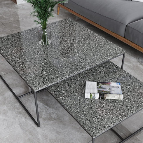 CRE8TIVE Light Black Terrazzo Contact Paper Peel and Stick Wallpaper Glossy Granite Contact Paper for Countertops Waterproof Self Adhesive Marble ...