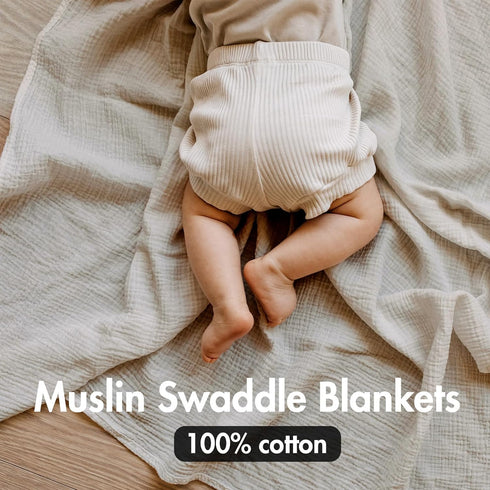 Muslin Swaddle Blankets for Newborn, 3 Pack Breathable Soft Receiving Blanket, Large 38 x 40 inches Swaddle Wrap Burping Clothes, Essentials Infan...