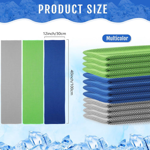 12 Pieces Cooling Towels for Hot Weather Soft Breathable Cold Towel Yoga Towels for Sweat, Sports, Workout, Fitness, Gym, Running, Travel Camping,...