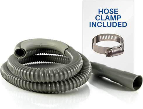 K&J 6ft Heavy-Duty Washing Machine Drain Hose with Clamp, Fits 1-1/4" Outlets