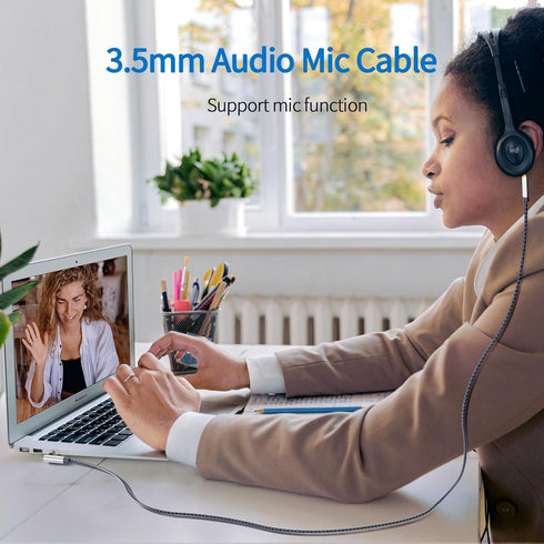 3.5mm Audio Cable Male to Male 20FT/6M Stereo Aux Cord 90 Degree Right Angle Aux Cable Nylon Braided Aux Cable Compatible with Beats iPhone iPod i...