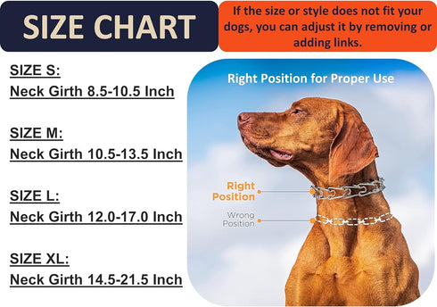Dog Pinch Collar, Adjustable Quick Release Choke Training Collar, Stainless Steel Prong Collar for Large Medium Small Dogs (S, 8.5-10.5 Inches)...