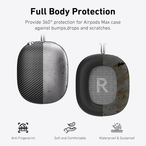 Case Cover for AirPods Max Headphones,AHBTEYM Carbon Fiber Texture TPU Ear Cups Cover/Ear Pads Case Cover/Headband Cover for Apple AirPod Max,Acce...