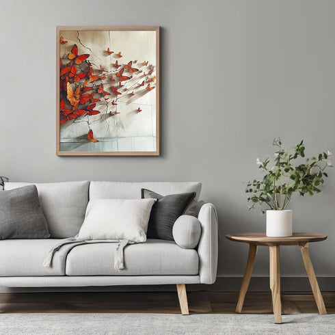 Posterizer-vibrant butterflies on old wall -2-Art for Animal Lovers-Abstract & Modern Art-decor for Girls, Teens Bedroom- unframed wall art...