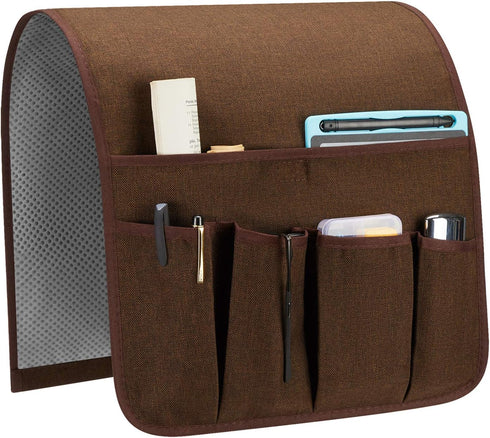 Sofa Armrest Organizer, Remote Control Holder for Recliner Couch, Arm Chair Caddy with 5 Pockets for Magazine, Tablet, Phone, iPad...