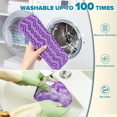 4 Reusable Mop Pads Compatible with Swiffer Sweeper Mops- 12 Inch Swiffer Dry Sweeping Cloths Washable Swiffer Wet Pads Refills Microfiber Swiffer...