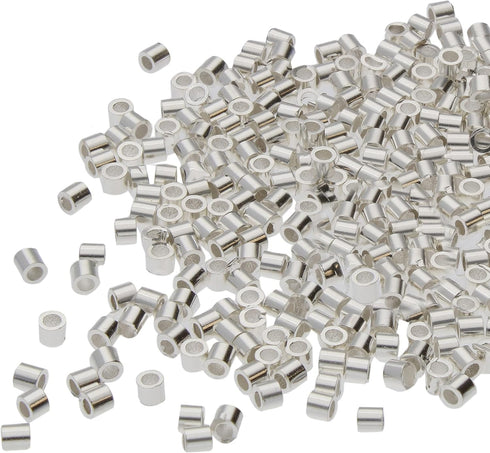 The Beadsmith Tube Crimp Beads, 2 x 2mm, 400 Pieces, Silver Color, Uniform Cylindrical Shape, No Sharp Edges, Designed to Secure The Ends of Jewel...