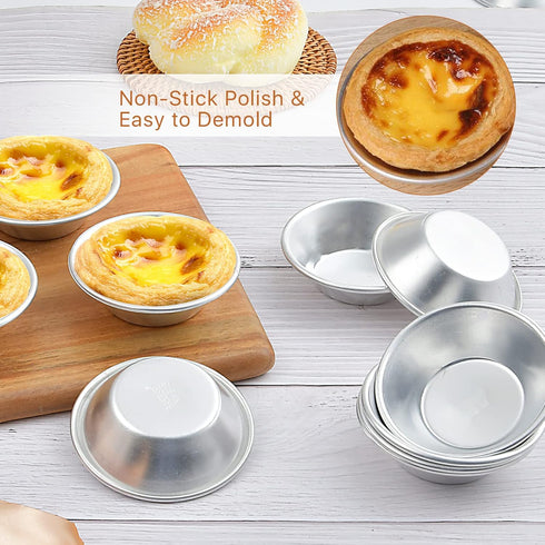 25 Pack Egg Tart Molds, Puto Molder Cookie Steamer Dessert Molds, Small Aluminum Nonstick Pans Pie Molds for Baking Pies Cupcakes Mini Cakes Puddi...