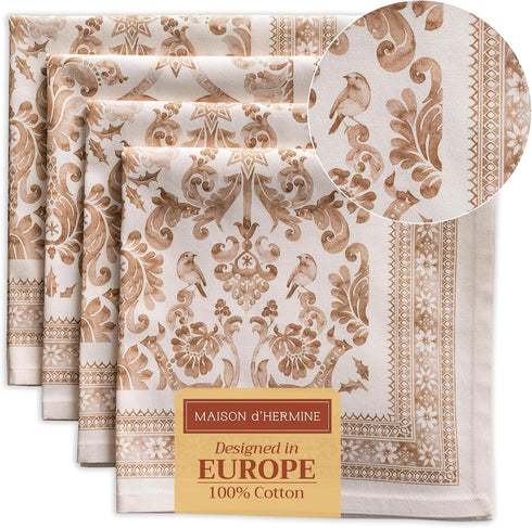 Maison d' Hermine Cloth Napkins Set of 4 100% Cotton Everyday Reusable Square Napkins Cloth Washable, Dinner, Party, Wedding, Restaurant (Allure, ...
