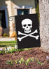 Biker Pirate Jolly Roger Skull Garden Yard Flag 12"x 18" Double Sided, Polyester Caribbean Crossed Skeleton Welcome House Flag Banners for Patio L...