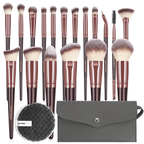 Travel Makeup Brush Set 18 Pcs Professional Makeup Brushes with Case & Makeup Remover Pads Premium Synthetic Travel Brush Set Eyeshadow Foundation...