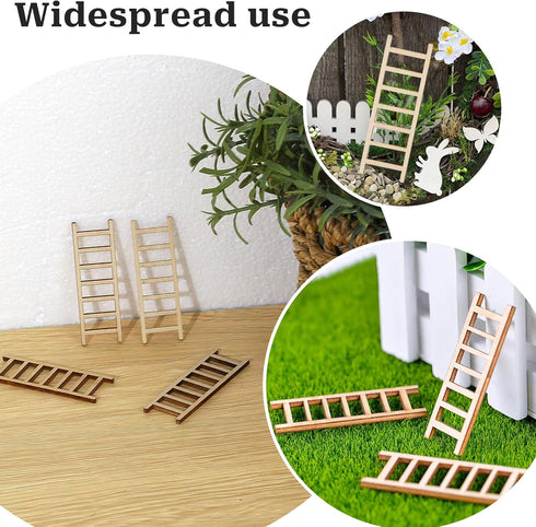 20 Pcs Mini Garden Ladder 2.36''x 0.78'' Miniature Ladder Model Mini Ladder Tiny Ladder Model Wooden Mini Doll House Ladder Accessories for Landsc...