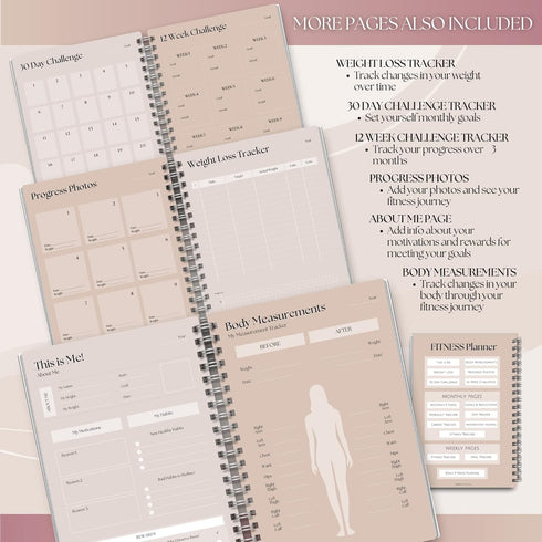 3 Month Fitness & Workout Planner for Women | Gym Journal, Weight Loss Tracker, Meal Planner, Self Care Habit Tracker - A5 Lux...