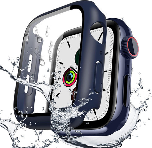 YMHML Waterproof Case Compatible for Apple Watch SE Series 40mm 6/5 /4 with Tempered Glass Screen Protector, PC Hard Cover Overall Protective Case...