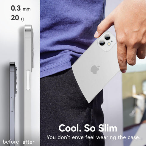 QLTYPRI Ultra Thin Case for iPhone 12 Case 6.1 inch with Full Coverage Camera Protection, Translucent Matte Slim Lightweight Soft Silicone TPU Bum...