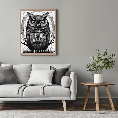 Posterizer 1 pcs- abstract fantasy retro gothic owl art-Gothic Art-Art for Animal Lovers- Living Room Bedroom Decor- unframed wall art...