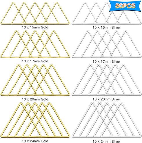 80pcs Triangle Earring Beading Hoops,4Sizes Earring Beading Beading Hoop Connector Links Earring Components Earring Finding for DIY Jewelry Earrin...