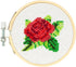 Kikkerland DIY Mini Cross Stitch Rose Embroidery Craft Starter Kit Set, with Pattern Instructions, 3" Bamboo Hoop, Stress Relief, Adult Beginner F...