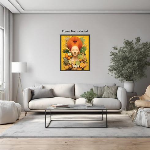 Posterizer 1 pcs-redhead vintage woman with fruits collage-Abstract & Modern Art-Retro Art-Gift for Art Lovers-Art for Cafe, Restaurant, Coffee Ba...