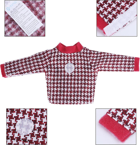 E-TING Santa Clothing Christmas Accessories for elf Doll (Sweater Set - 1 Sweater + 8 Attachable Decals)...