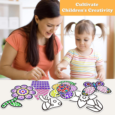 atydkug Window Gem Art Diamond Kits Painting for Kids - Fun Arts & Crafts 6 Sheets Flowers Gem Art Painting Kits by Numbers for Girl, Birthday Par...