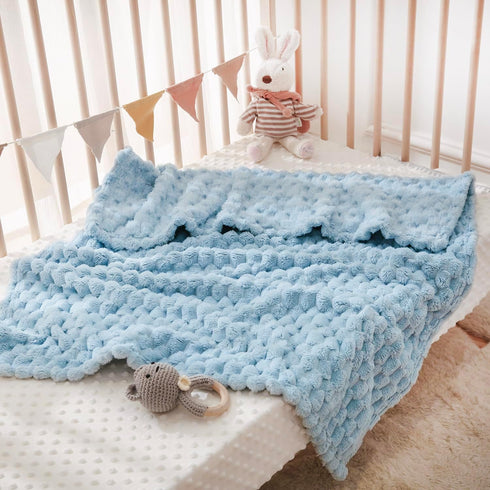 HOMRITAR Baby Blanket for Boys or Girls 3D Jacquard Fluffy Fuzzy Blanket for Infant, Soft Warm Cozy Flannel Fleece Warm Blanket Nursery, Stroller ...