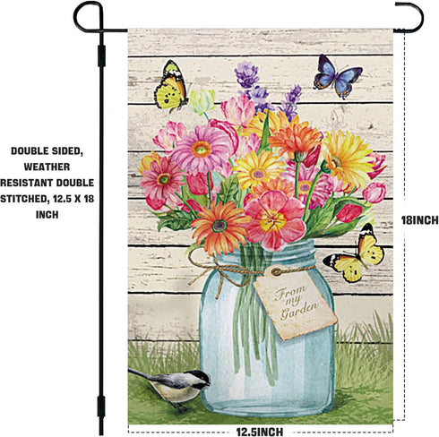 CVHOMEDECO. Double Sided Premium Sunflower Garden Flag Farmhouse Decorative Welcome Flags for Yard Lawn Outdoor Decor, Weather Resistant Double St...
