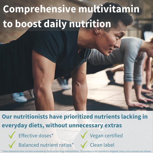 Advanced Men's Multivitamin, Methylated B-Vitamins MTHFR Supplement, Clean Label & Vegan, High Strength Formula without Iron, Daily Energy, Immuni...