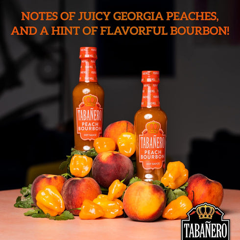 Peach Bourbon Habanero Hot Sauce by Tabañero, Gourmet Hot Sauce, All Natural, Gluten Free, Low Sodium, Vegan, Kosher, Made in the USA, 5 oz. Hot S...