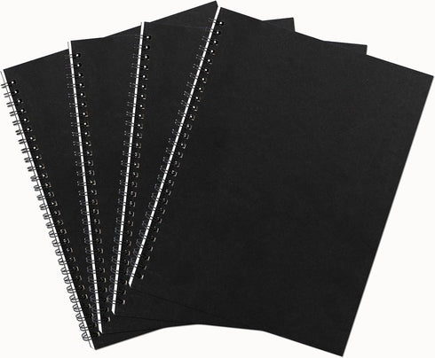 DSTELIN 10 inch x 7.5 inch, 100GSM, Blank Spiral Notebook, 4-Pack, Soft Cover, Sketch book, 50 Pages / 25 Sheets, (Black)...