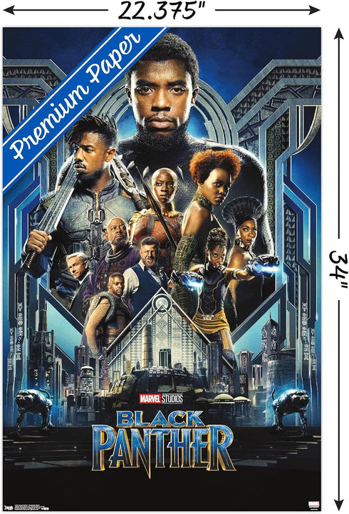 Trends International Marvel Cinematic Universe - Black Panther - Group One Sheet Wall Poster, 22.375" x 34", Premium Poster & Clip Bundle...