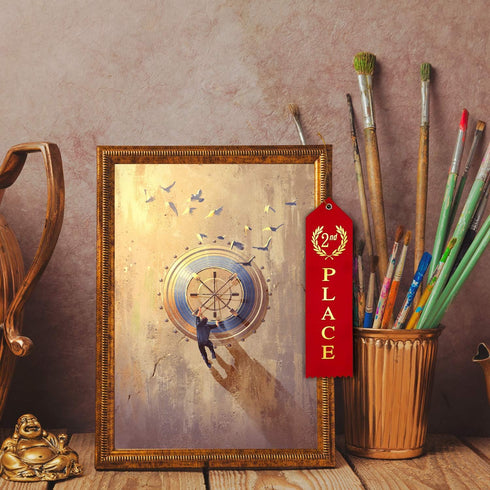 45 Pieces Award Ribbons 1st, 2nd, 3rd Place Flat Carded Set First Place Prizes with Event Card and Rope for Competition, Sports Event, School, Con...