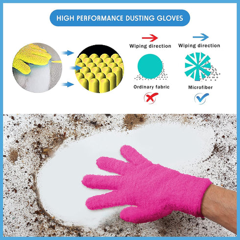 4 Pairs Microfiber Auto Dusting Cleaning Gloves Washable Cleaning Mittens for Kitchen House Cleaning Cars Trucks Mirrors Lamps Blinds Dusting Clea...