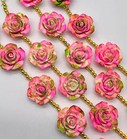 1 Strand Multi Colour Flower Synthetic 5 Pieces Beads Size 22x22x11mm Shape Flower Cut Smooth Making, Beading & Craft Supplies 7$ST03D159...