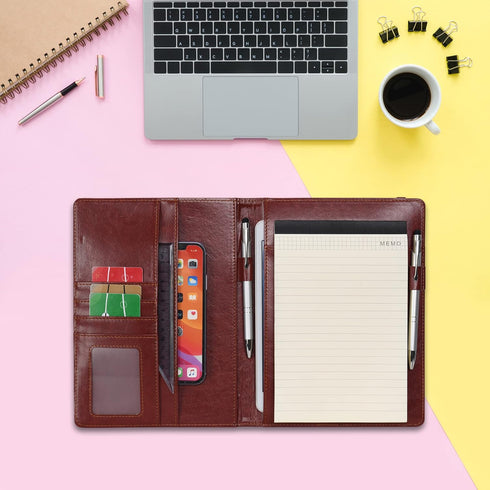 Wonderpool A5 PU Leather Clipboard Partfolio Recipe Binder Notepad Forms Holders Document Case - Interview Planner Meeting Writing Padfolio File f...