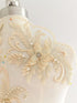 Champagne applique lace, bodice applique, Champagne trim beaded, Champagne 3D lace flower, lace fabric Champagne tulle for dress CH (C1a champagne...