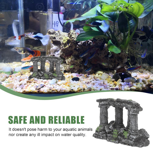 PRETYZOOM Resin Roman Column Ornament, Miniature Column for Aquarium Decorations, Aquarium Decorative Accessories, Fish Aquarium Rock Cave for Shr...