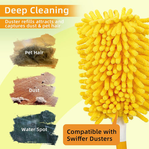 Reusable Duster Refill Compatible with Swiffer Hand Duster - 360 Heavy Duty Dusters Refills - Microfiber Ceiling Fan Duster for Swiffer Dusters Ex...