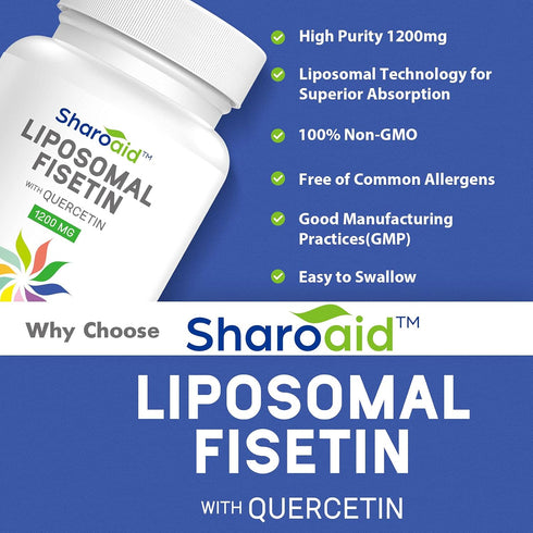 Liposomal Fisetin with Quercetin Supplements 1200 mg per Serving,High Absorption Polyphenols Antioxidants for Women,Men,Non-GMO,Gluten-Free,1 Bott...
