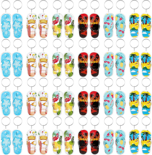 24 Pcs Flip Flop Keychains Bulk Fun Key Chains Small 2.36 x 1.18 Inches Hawaii Souvenirs Goody Bag Fillers for Summer Backpack Purse Luggage Birth...