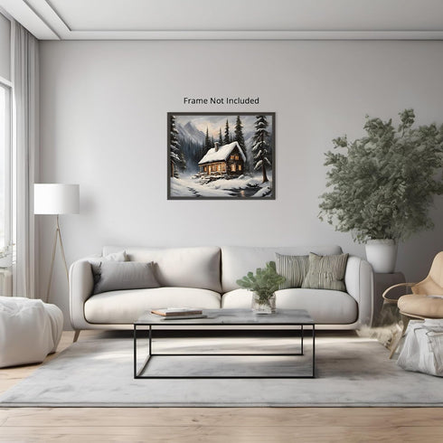 Posterizer 1 pcs-old farm house in snowy winter nature-in oil painting style-6-Landscape & Nature Art-Living Room Bedroom Decor- unframed wall art...